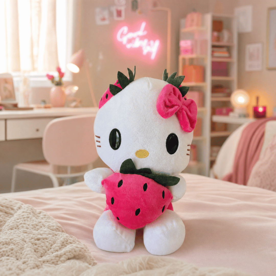 Hello Kitty Çilek Temalı Pelüş Bebek