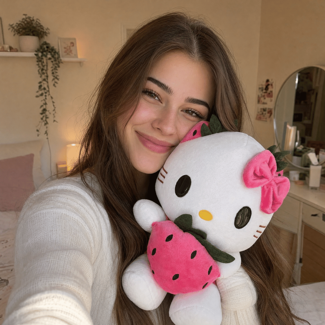 Hello Kitty Çilek Temalı Pelüş Bebek